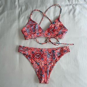 Printed tie back bikini